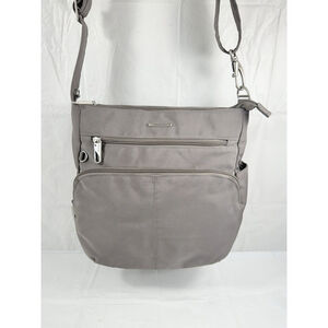 Travelon Locking Security Bag N/S Shoulder Crossbody Purse Medium grey RFID